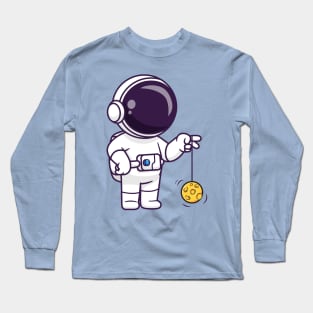 Cute Astronaut Playing Moon Yoyo Cartoon Long Sleeve T-Shirt